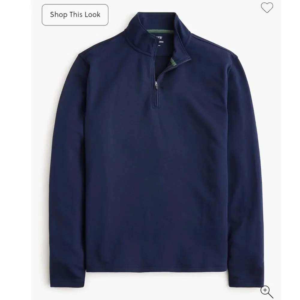 NWT J. Crew Performance Quarter-Zip Moister Wicking Navy L